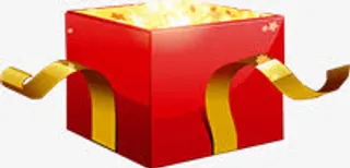 红色礼盒黄色光效海报免抠