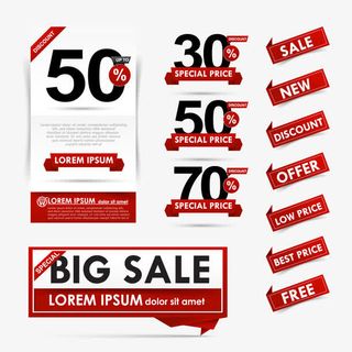 红色促销标签素材免抠