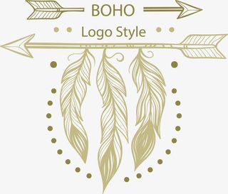 挂在箭头上的羽毛LOGO免抠