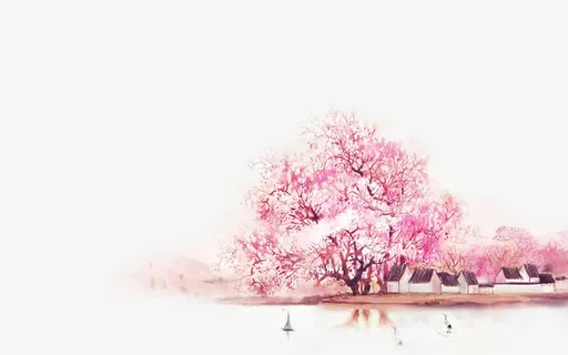 唯美古风手绘插画免抠装饰中国风元素