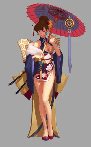 撑着油纸伞古代美女动漫免抠