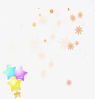 手绘黄色雪花装饰免抠