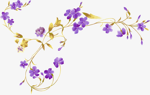 春天清新紫色手绘花朵免抠