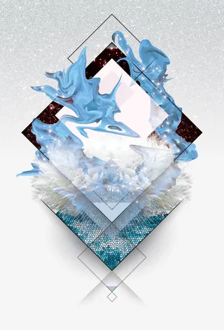 几何叠加漂浮效果免抠