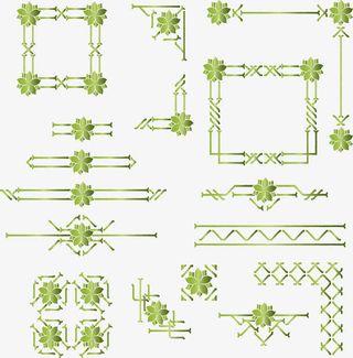 橄榄石绿色欧式边框免抠