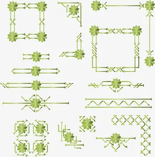 橄榄石绿色欧式边框免抠 橄榄石绿色欧式边框免抠
