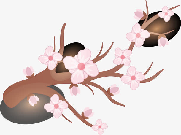 樱花树枝手绘精美免抠