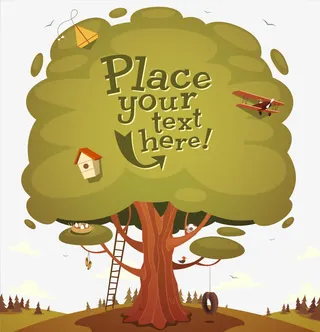 季节创意树矢量背景图设计