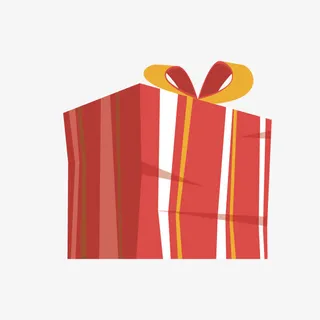 手绘卡通红色条纹礼盒免抠