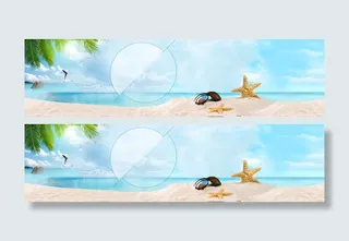 蓝色创意海洋沙滩淘宝背景图片