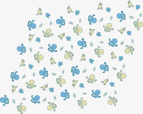 海底可爱章鱼矢量生活底纹素材免抠