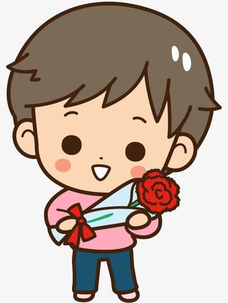 粉色可爱送花的小孩免抠