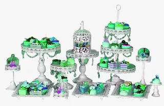 绿色食品婚礼甜品台摆盘免抠