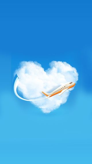 爱心白云飞机背景高清