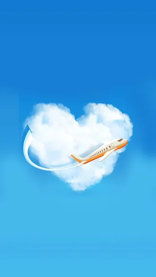 爱心白云飞机背景高清