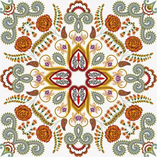 黄色复古花纹免抠