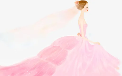 卡通手绘唯美新娘免抠