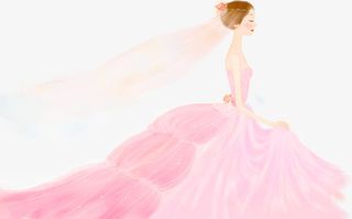 卡通手绘唯美新娘免抠