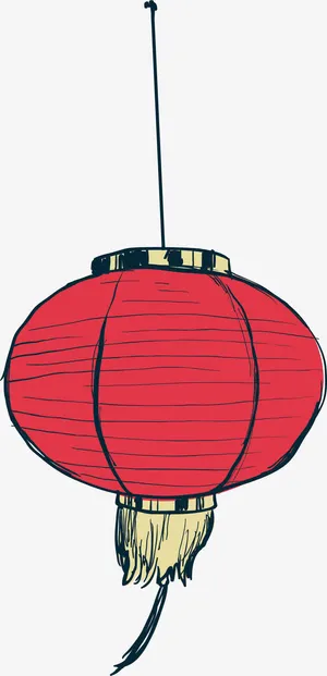 手绘红色大灯笼免抠 手绘红色大灯笼免抠