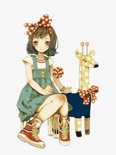 女孩与鹿免抠