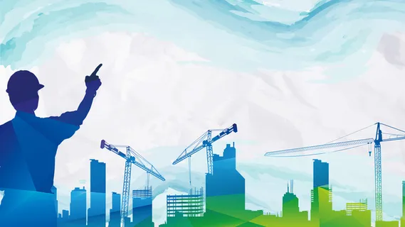 创意人物工地剪影安全生产海报背景素材高清