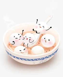 汤圆手绘素材免抠