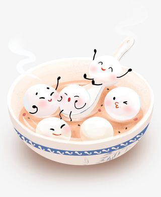 汤圆手绘素材免抠