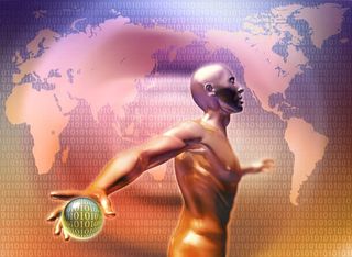 世界地图与人体创意科技背景高清