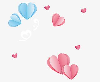 粉色爱心 520元素 折纸爱心 卡通免抠