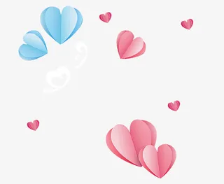 粉色爱心 520元素 折纸爱心 卡通免抠