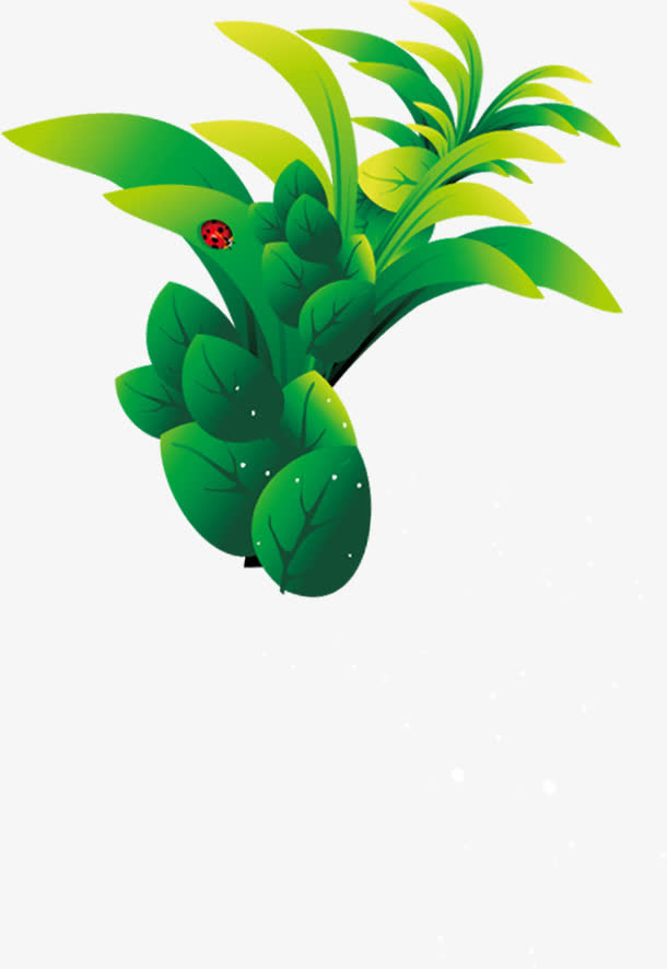 茂密绿色树叶上的瓢虫图案免抠