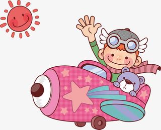 矢量卡通开飞机的小男孩免抠