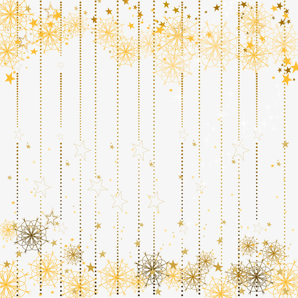 金色闪耀雪花线条背景