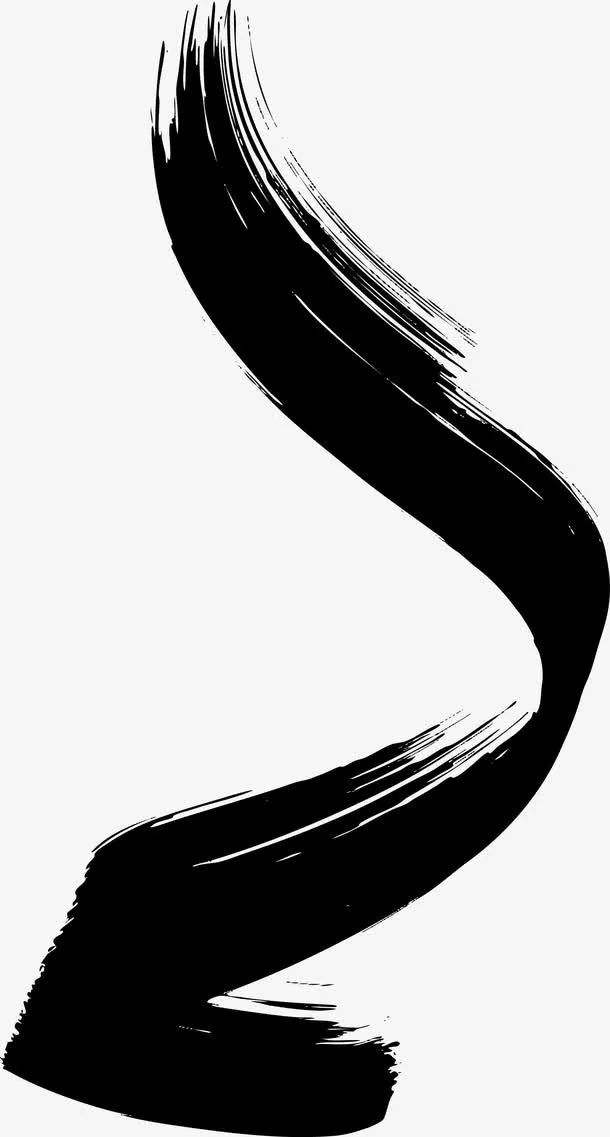 黑色曲线线条图免抠