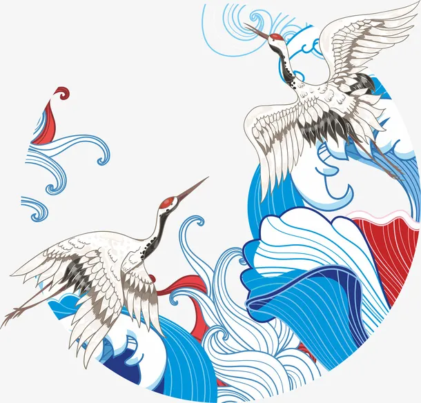 国潮仙鹤元素7免抠