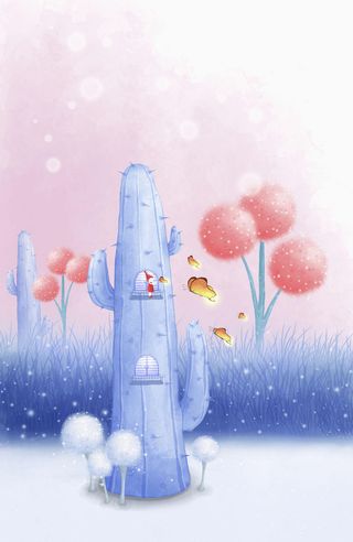 夏日清新卡通仙人掌粉色海报背景高清