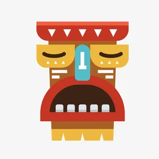 彩色夏威夷面具矢量图免抠