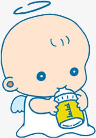 喝奶的卡通宝宝免抠手绘/卡通卡通元素