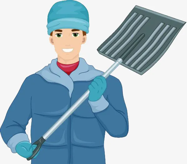 拿着铲雪器的男子免抠