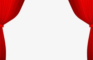 红色帷幔窗帘免抠