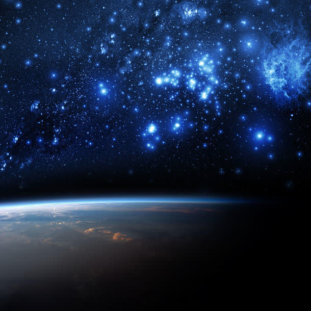 蓝色星空中的星星星系免抠