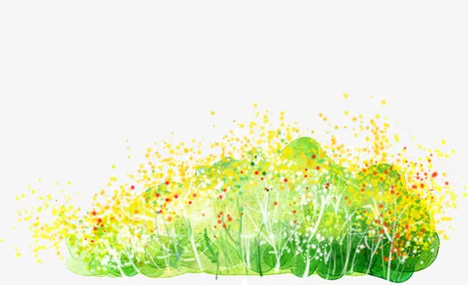 手绘梦幻绿色树木造型春天免抠