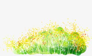 手绘梦幻绿色树木造型春天免抠