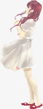 卡通立绘女孩期待等待盼望免抠
