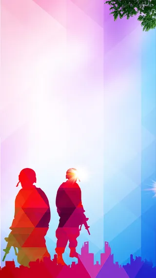 扁平几何图形人物剪影H5背景素材高清