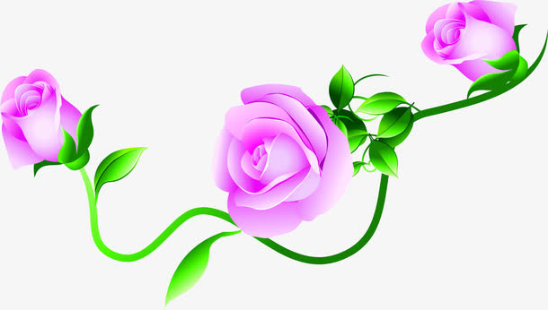 紫色唯美手绘花朵盛开免抠