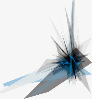 蓝色拼接碎片免抠