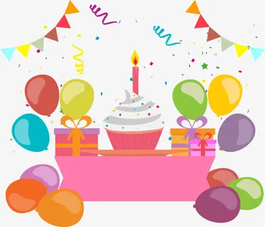 矢量生日蛋糕与礼盒气球免抠