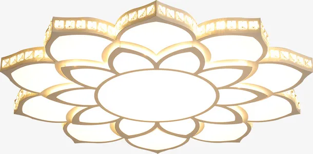 实物莲花形状吸顶灯吊灯免抠