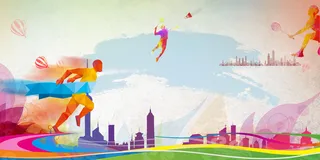 彩色扁平城市创意运动花纹底纹背景素材高清